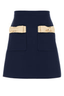 Valentino Garavani Navy Blue Wool Blend Skirt