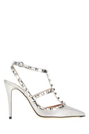 Valentino Garavani Silver Fabric And Leather Rockstud Pumps