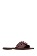 Valentino Garavani Burgundy Leather V Logo Signature Slippers