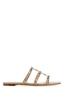 Valentino Garavani Antiqued Pink Leather Rockstud Slippers