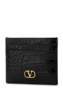 Valentino Garavani Black Leather V Logo Card Holder