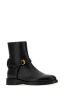 Valentino Garavani Black Leather V Logo Signature Ankle Boots