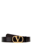 Valentino Garavani Brown Leather V Logo Belt