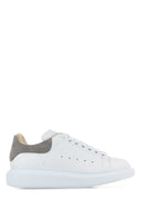 Alexander Mcqueen White Leather Sneakers With Grey Suede Heel