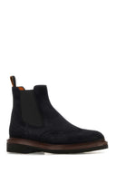 Santoni Midnight Blue Suede Kalama Ankle Boots