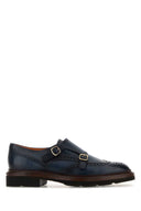 Santoni Marineblaue Leder-Schnürschuhe