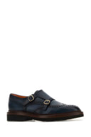 Santoni Marineblaue Leder-Schnürschuhe