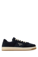 Prada Downtown-Sneaker aus marineblauem Segeltuch und Wildleder