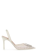 Amina Muaddi White en dentelle Pumps Camelia