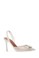 Amina Muaddi White en dentelle Pumps Camelia