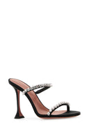 Amina Muaddi Black Satin Gigi Mules