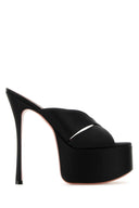 Amina Muaddi Black Satin Salma Mules