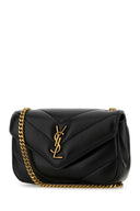 Saint Laurent Black Leather Mini Lou Lou Crossbody Bag