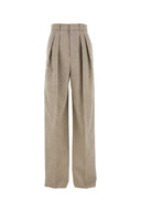 Beige Hose mit weitem Bein aus Wolle von Saint Laurent