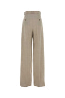 Beige Hose mit weitem Bein aus Wolle von Saint Laurent