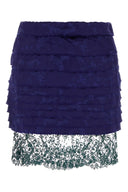 Saint Laurent Blue Jacquard Mini Skirt