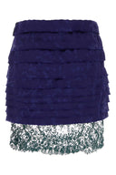 Saint Laurent Blue Jacquard Mini Skirt