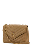 Bolso de hombro Lou Lou grande de cuero camel de Saint Laurent