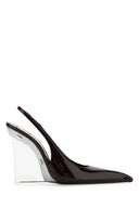 Saint Laurent Burgundy Leather Miller Wedges