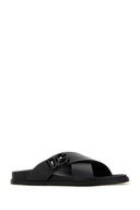 Dolce & Gabbana Black Leather Slippers