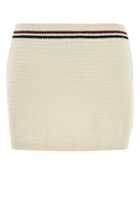 Minifalda de croché elástico color marfil de Miu Miu