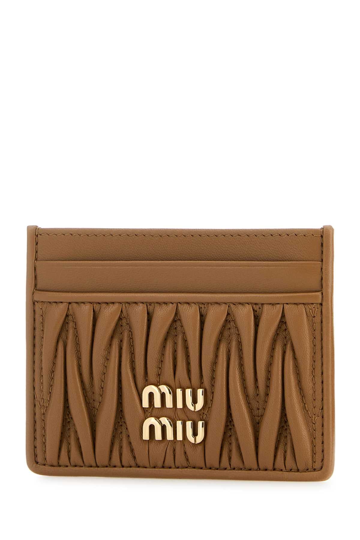 Miu Miu Camel Leather Card Holder