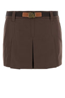 Miu Miu Brown Cotton Blend Mini Skirt