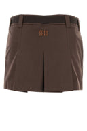 Miu Miu Brown Cotton Blend Mini Skirt