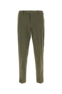 Pt Torino Olive Green Stretch Cotton Pant