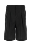Pt Torino Black Stretch Polyester Blend Bermuda Shorts