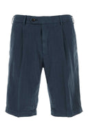 Pt Torino Navy Blue Lyocell Blend Shorts
