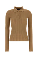 Dolce & Gabbana Camel Stretch Wool Blend Poloskjorte