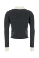 Self Portrait Dark Grey Stretch Wool Blend Cardigan