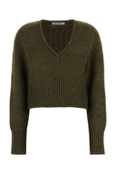 Unser Legacy-Pullover aus olivgrüner Seide und Wolle