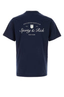 Sporty & Rich Navy Blue Cotton T Shirt