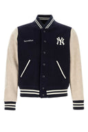 Sporty & Rich Dark Blue Wool Blend Bomber Jacket
