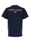 Sporty & Rich Navy Blue Cotton T Shirt