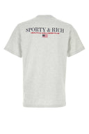 Sporty & Rich Melange Grey Cotton T Shirt