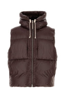 Jil Sander brun nylon ermeløs dunjakke