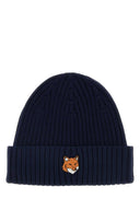 Maison Kitsune Navy Blue Cotton Beanie Hat