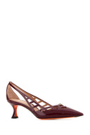 Santoni Burgunderfarbene Stella-Pumps aus Leder