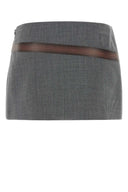 Prada Melange Grey Polyester Blend Mini Skirt