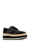 Prada Black Leather Lace Up Shoes