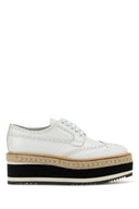 Prada White Leather Lace Up Shoes