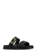 Fendi Black Nappa Leather Fendi Feel Slippers