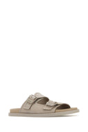 Fendi Cappuccino Leather Fendi Feel Slippers