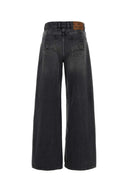 Marine Serre Black Denim Wide Leg Jeans