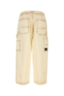 Willy Chavarria Ivory Cotton Wide Leg Workwear Toluca Pant