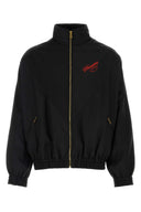 Willy Chavarria Black Wool Bomber Jacket