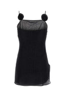 Oseree Black Nylon Mini Dress